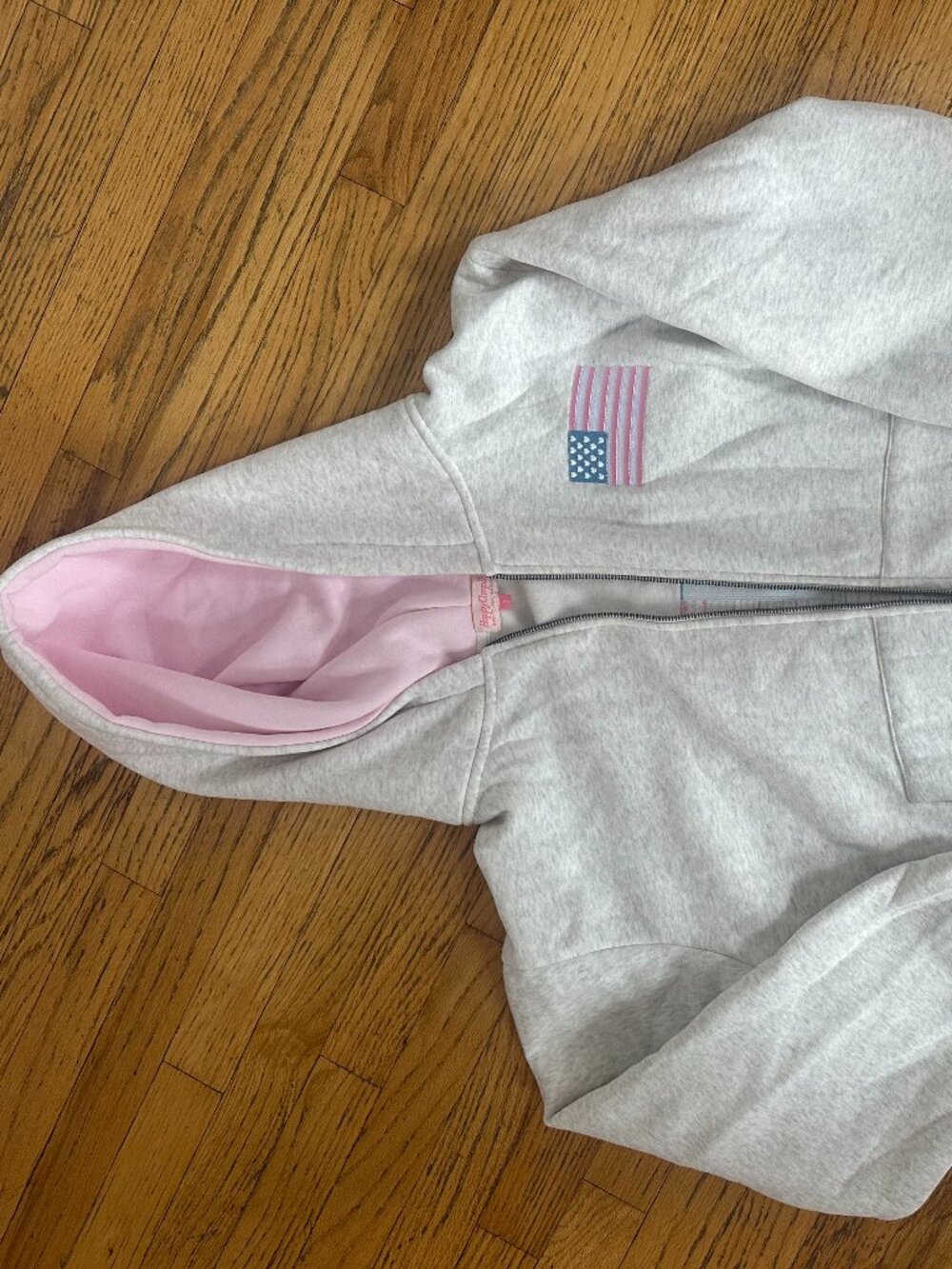 🩷Happy Camp3r Pink Flag Zip-Up Hoodie 🩷 BRAND NEW